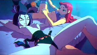 Юные Титаны - Робин трахается со Старфайр X Рэйвен Груп Секс порно